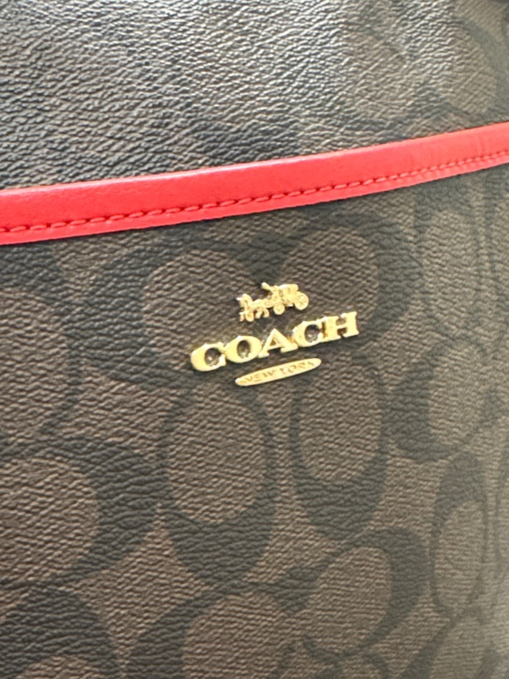 Coach File Messenger Brown Red Signature Crossbody - Picture 10 of 17